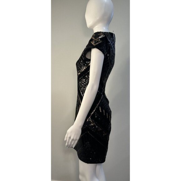 Express Sequined  With Velvet Bling Geometric Dress. Stunning, Perfect,  Holiday - Picture 3 of 16